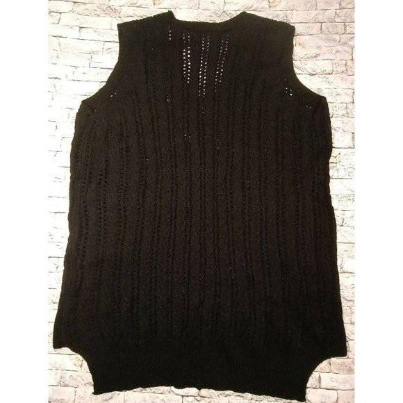 Minibee Size Large Women's Deep V-Neck Sleeveless Knitted Hi Low Sweater Vest - Picture 2 of 4